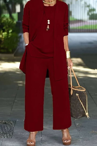 Maribeth | Women's Summer Lounge Three Piece Wide Leg Pants Set