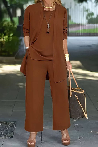 Maribeth | Women's Summer Lounge Three Piece Wide Leg Pants Set