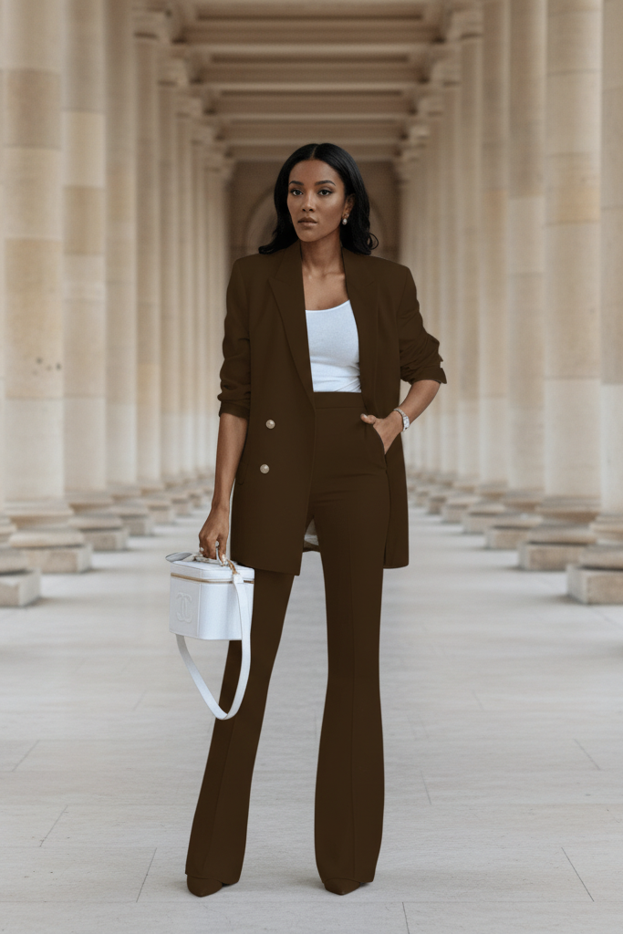 Vesanne | Women's Tailored Double-Breasted Blazer Suit Set
