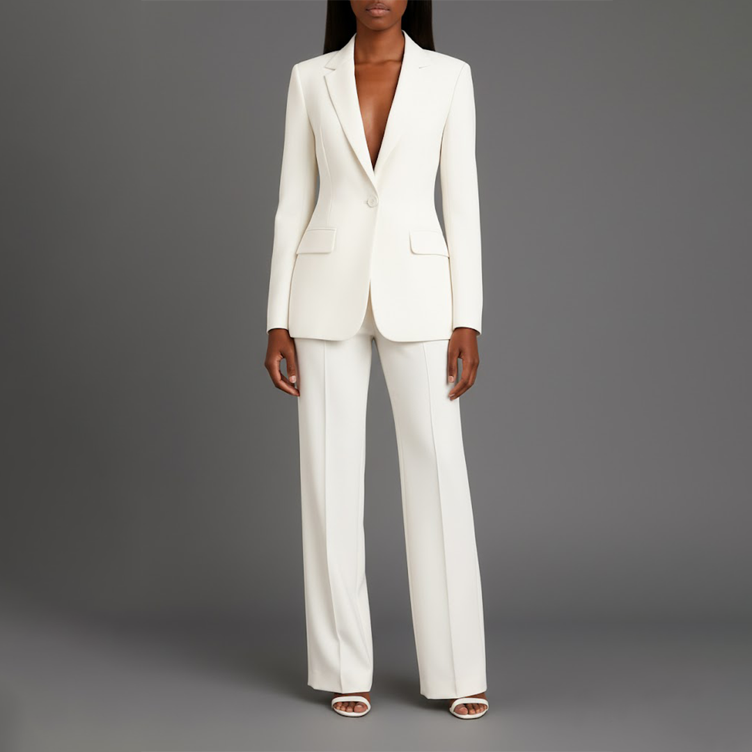 Odette | Women's Tailored Single Breasted Wide Leg Pantsuit Set