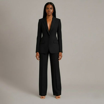 Odette | Women's Tailored Single Breasted Wide Leg Pantsuit Set