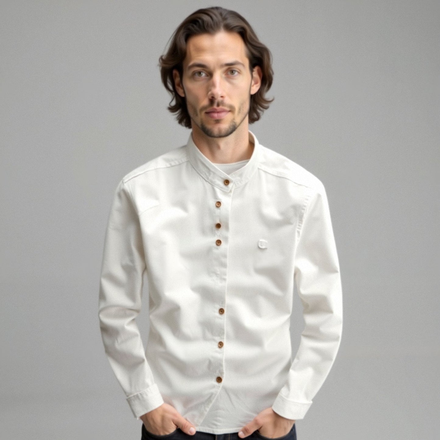 Kai | Button Down Collar Long Sleeve Slim Fit Casual Shirt