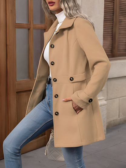 Marlowyx | Women's Fitted Double Breasted Collared Mid Length Trench Coat