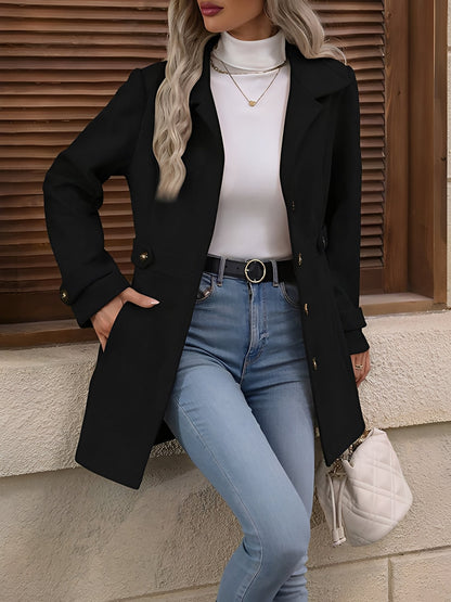 Marlowyx | Women's Fitted Double Breasted Collared Mid Length Trench Coat