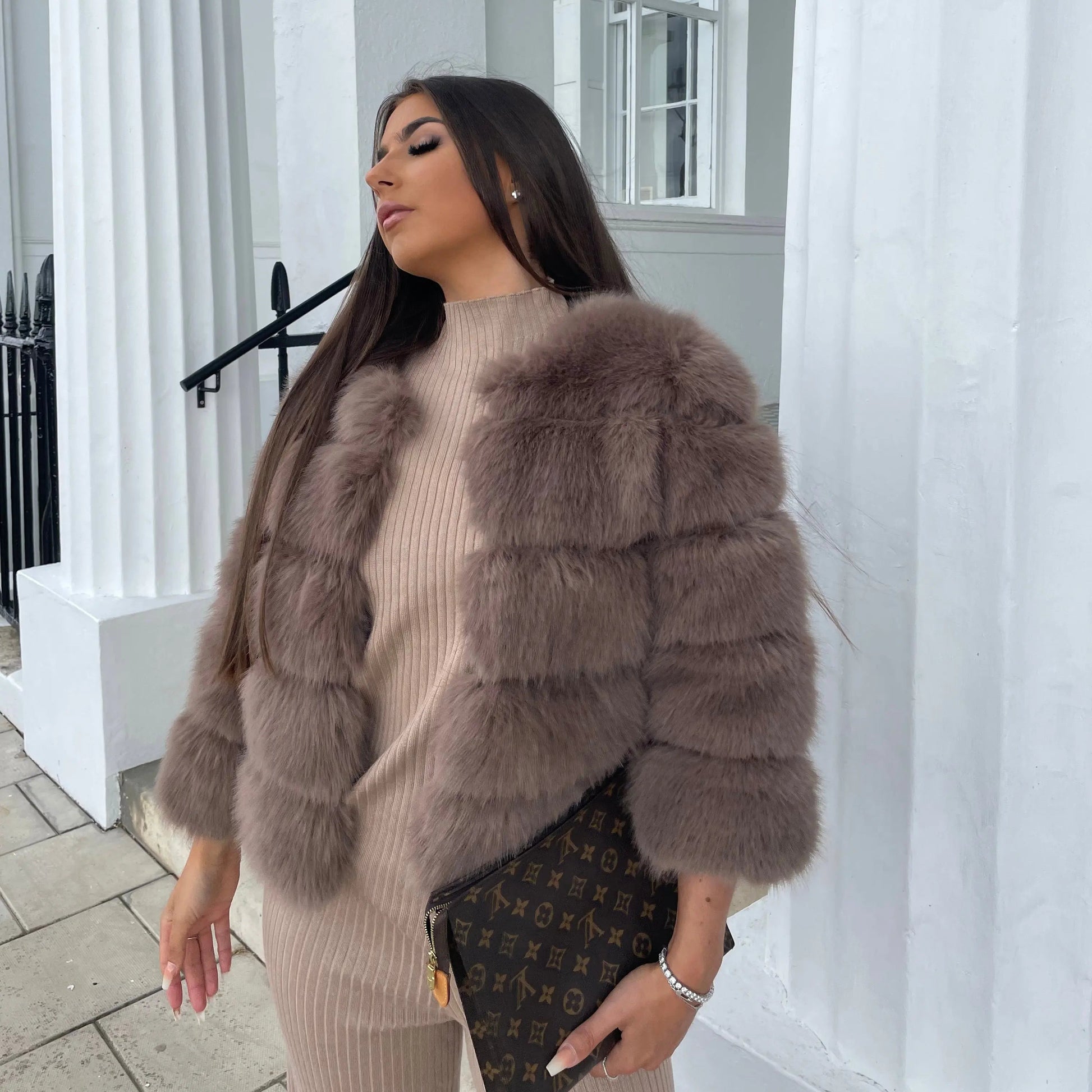 Brielle | Women's Faux Fur Cropped Voluminous Coat