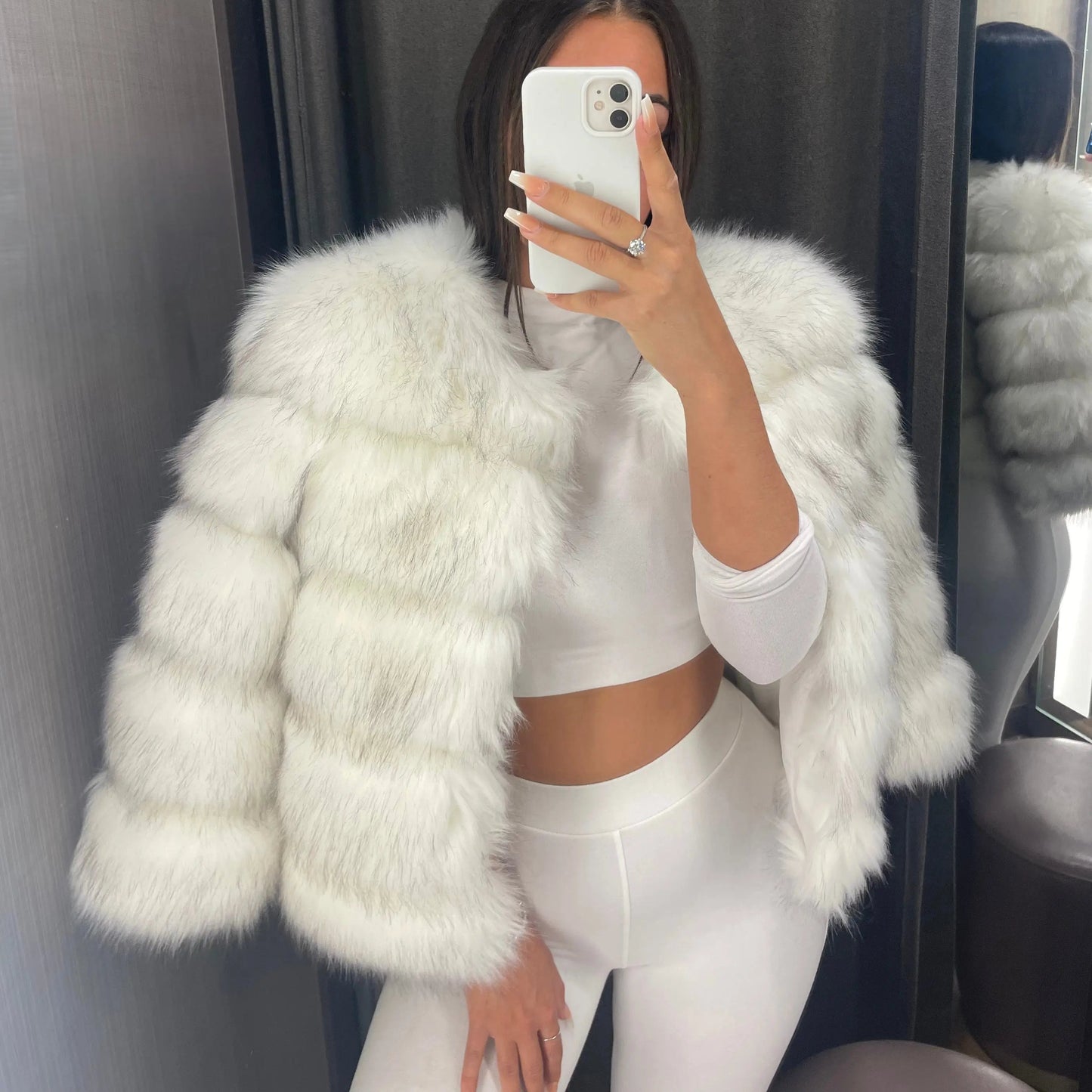 Brielle | Women's Faux Fur Cropped Voluminous Coat
