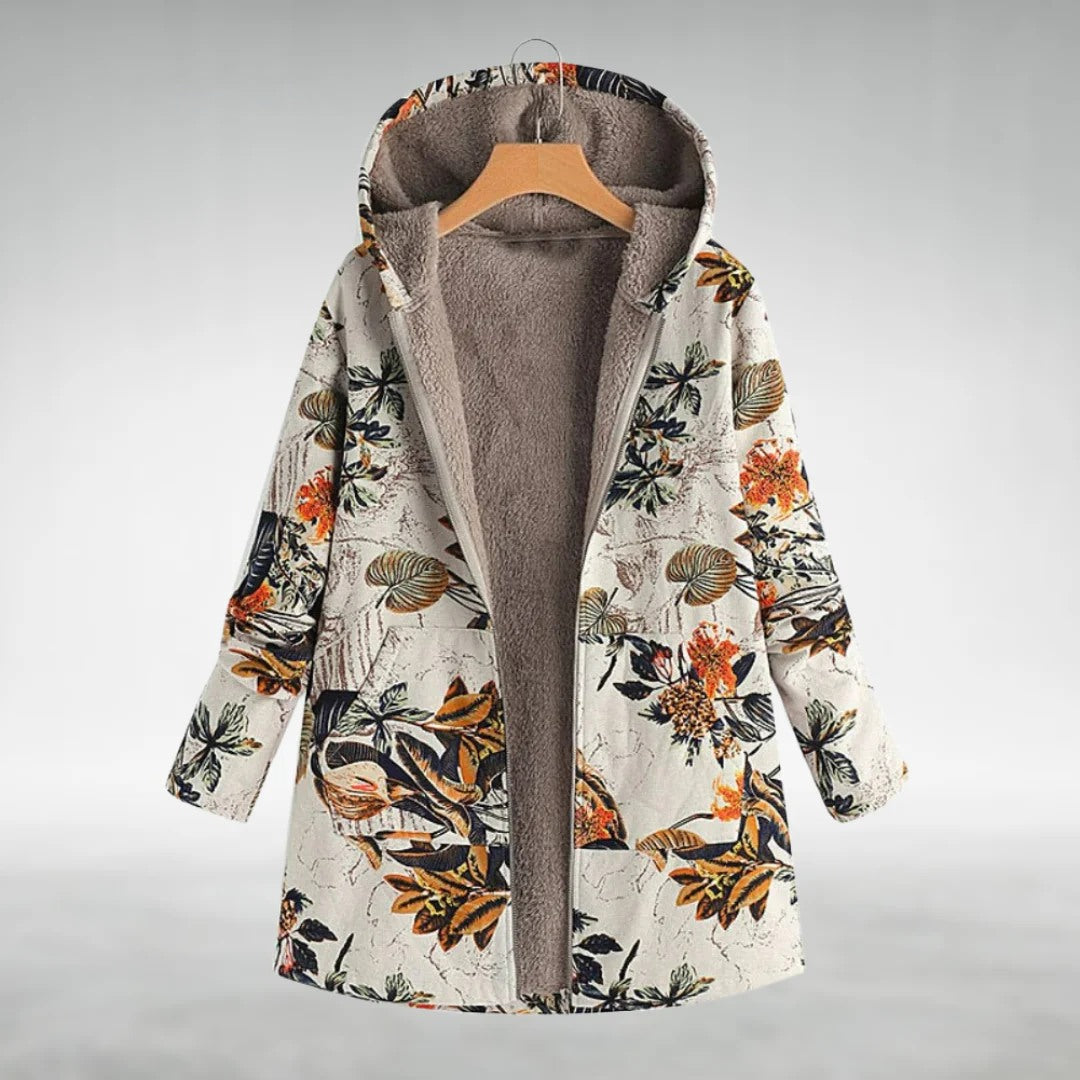Marlowyse | Women's Floral Fleece Lined Hooded Jacket