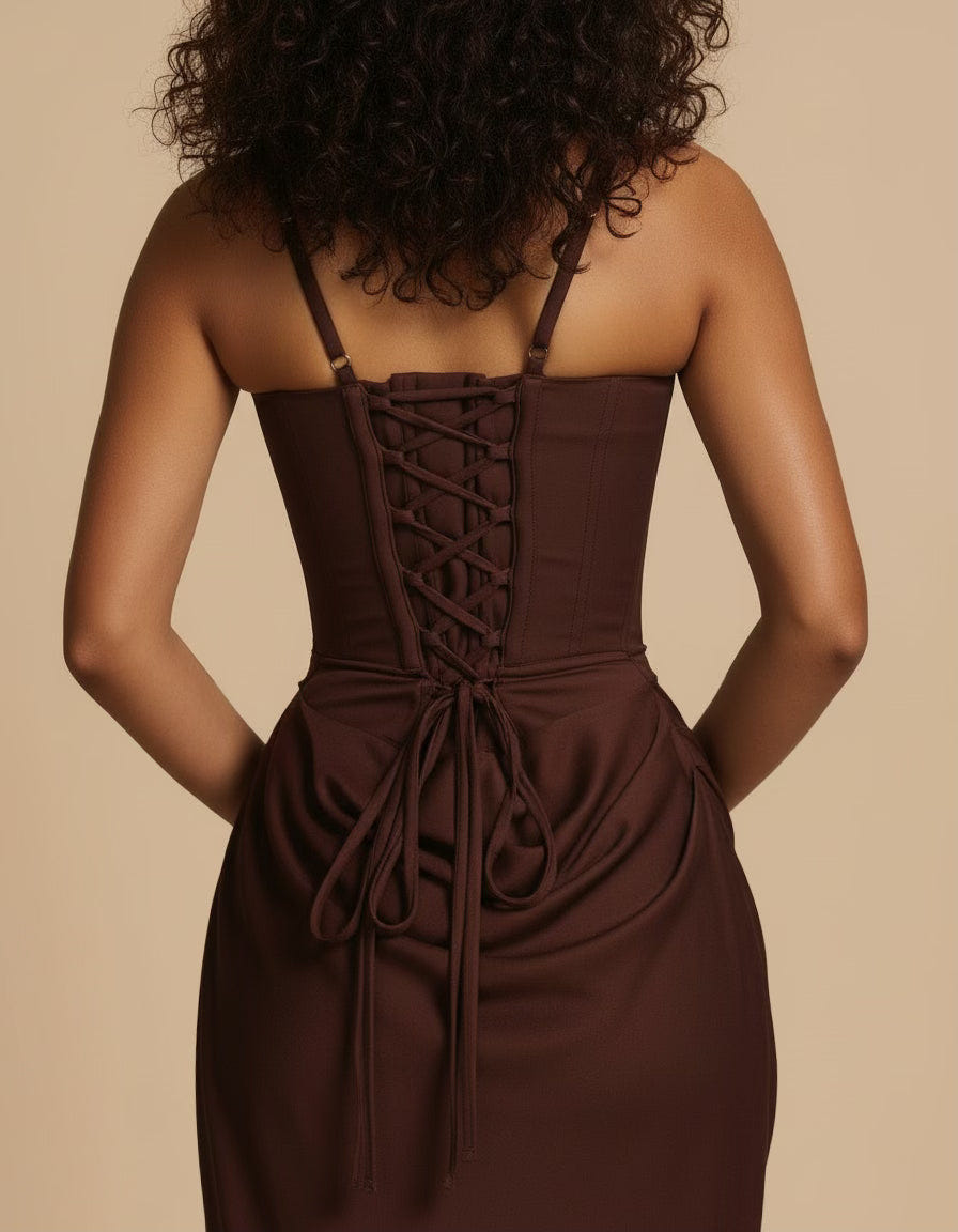 Amara | Women's Square Neck Corset Bodice Maxi Dress