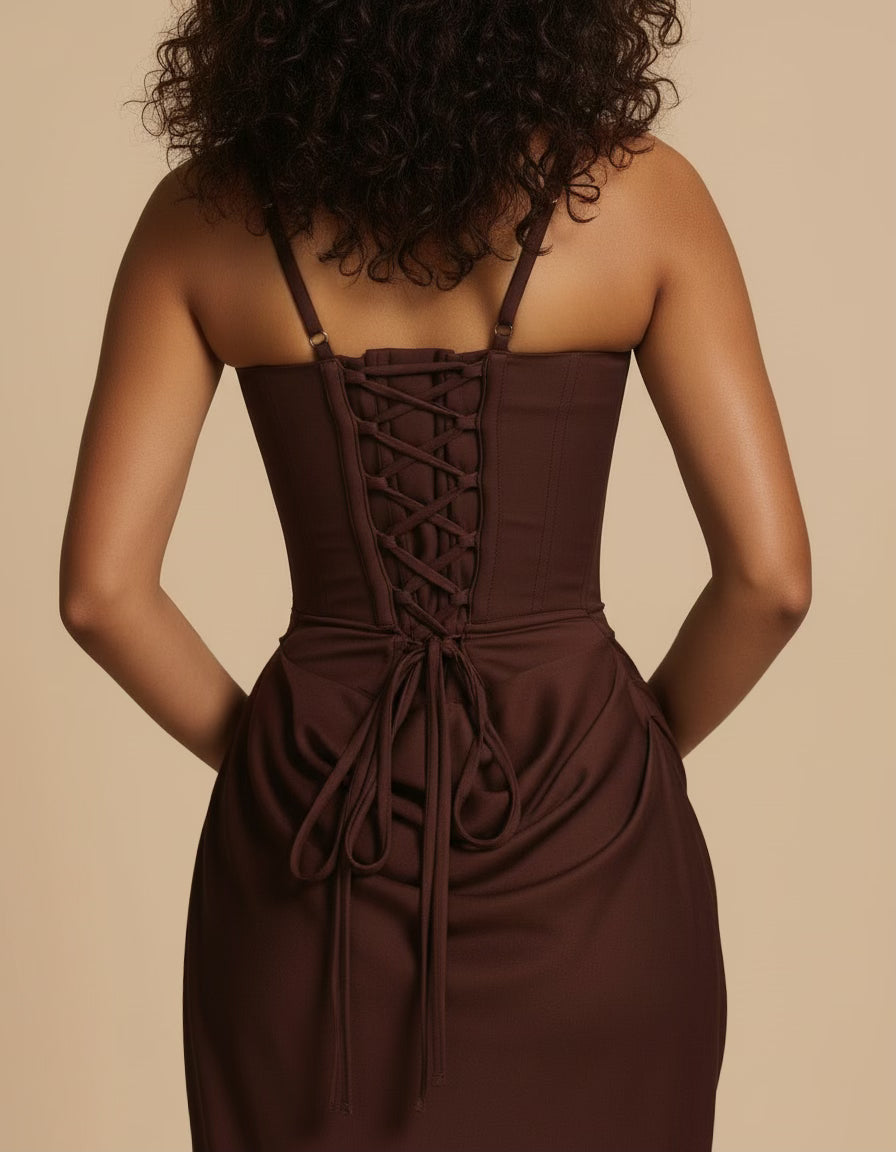 Amara | Women's Square Neck Corset Bodice Maxi Dress