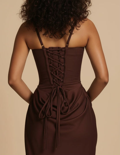 Amara | Women's Square Neck Corset Bodice Maxi Dress