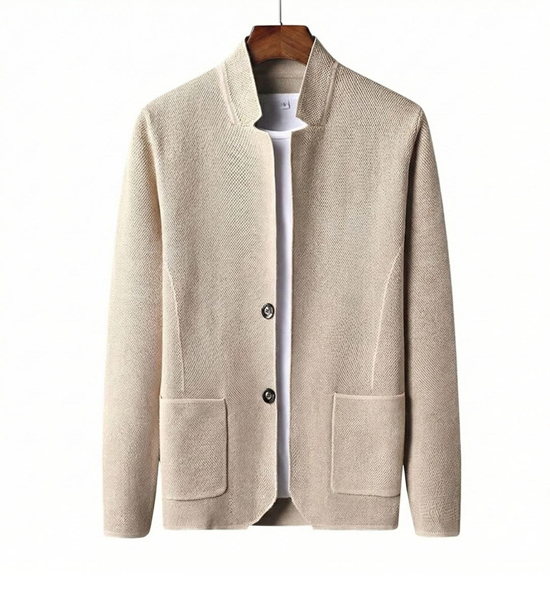 Alcott | Men's Woven Collarless Knit Cardigan
