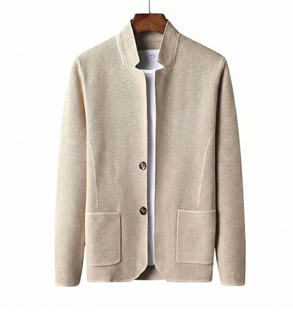 Alcott | Men's Woven Collarless Knit Cardigan