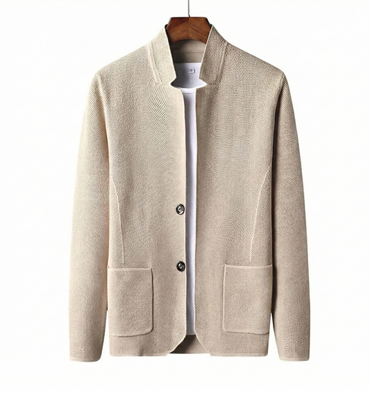 Alcott | Men's Woven Collarless Knit Cardigan