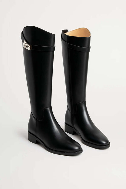 Renata | Women's Knee High Riding Buckle Detail Boot