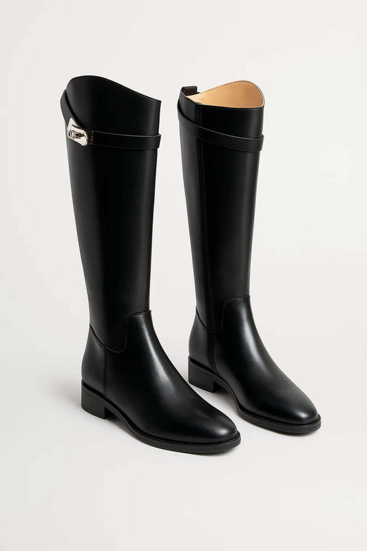 Renata | Women's Knee High Riding Buckle Detail Boot