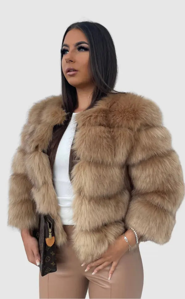 Brielle | Women's Faux Fur Cropped Voluminous Coat