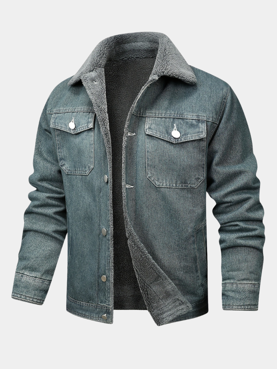 Draven | Men's Warm Fleece Lined Washed Denim Winter Jacket