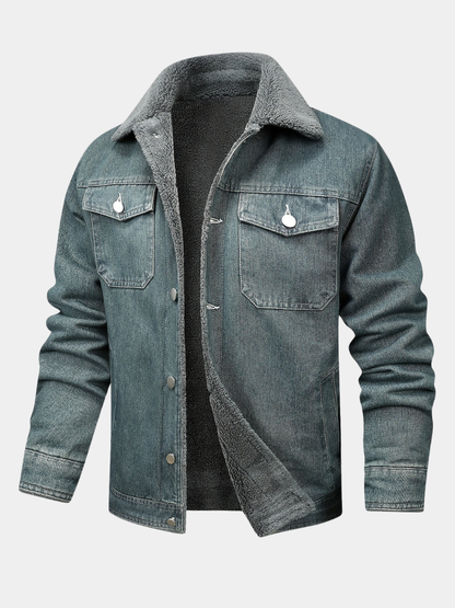 Draven | Men's Warm Fleece Lined Washed Denim Winter Jacket