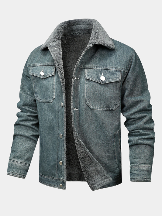 Draven | Men's Warm Fleece Lined Washed Denim Winter Jacket
