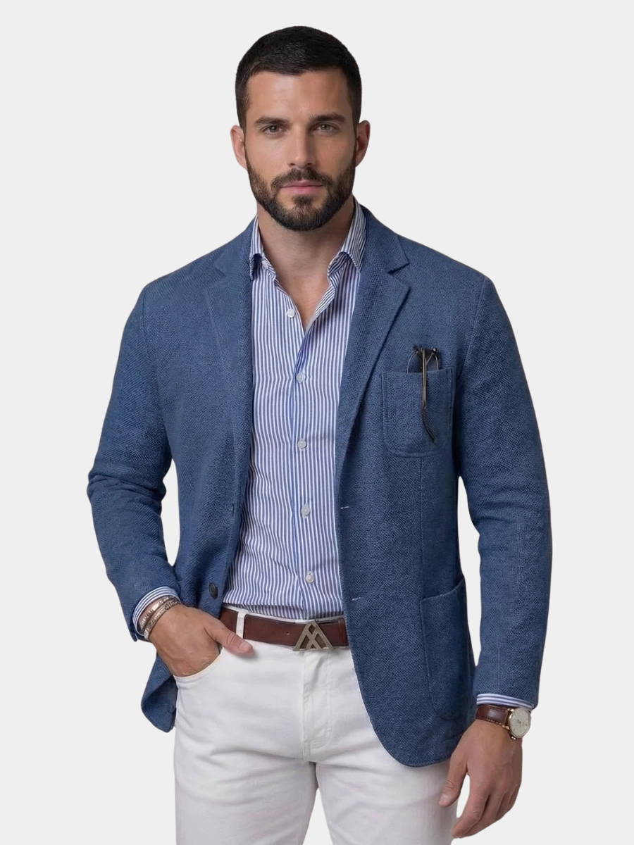 Marcus | Men's Textured Slim Fit Tailored Linen Blend Blazer