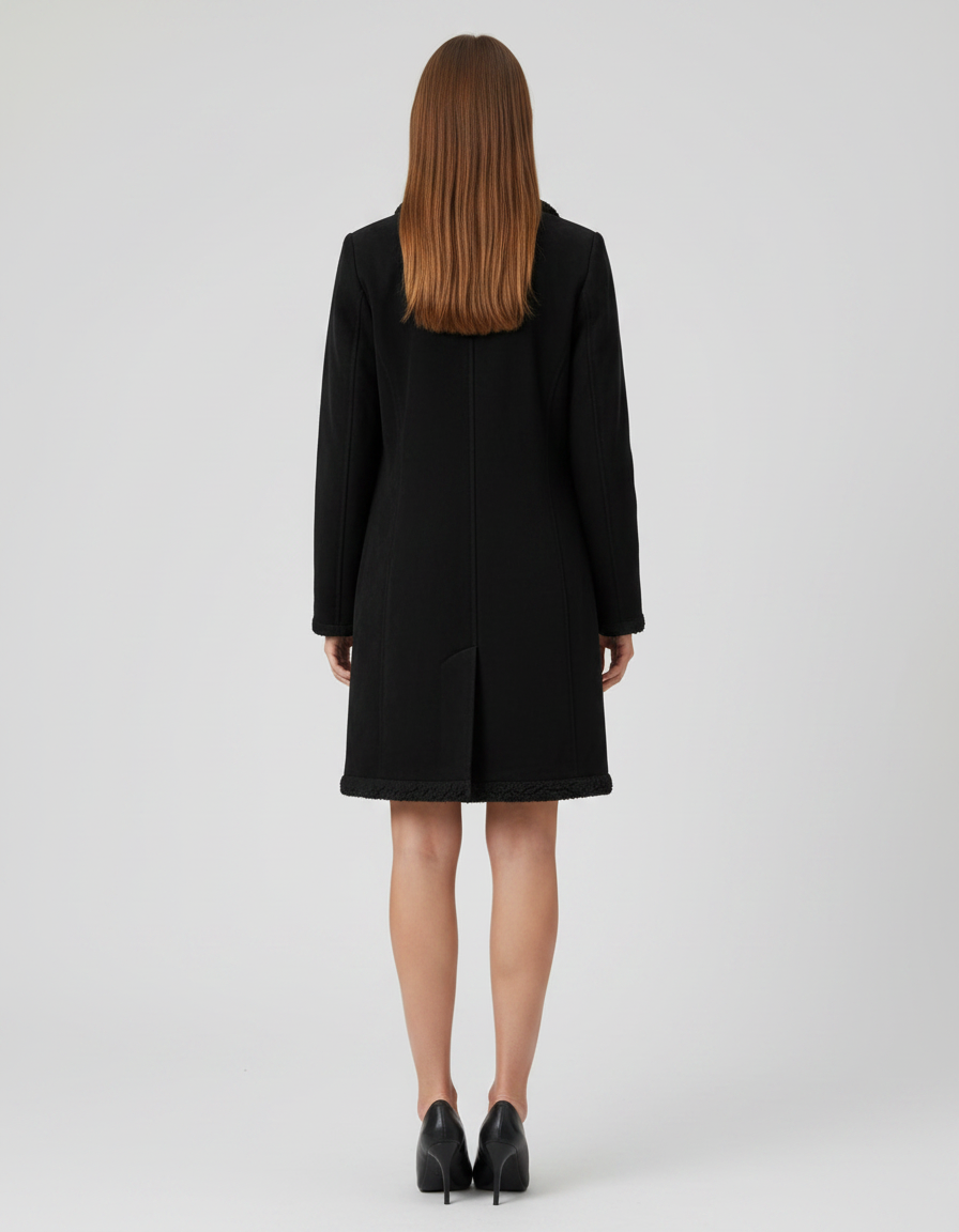 Marlowyv | Women's Shearling Lined Double Breasted Notch Lapel Winter Coat