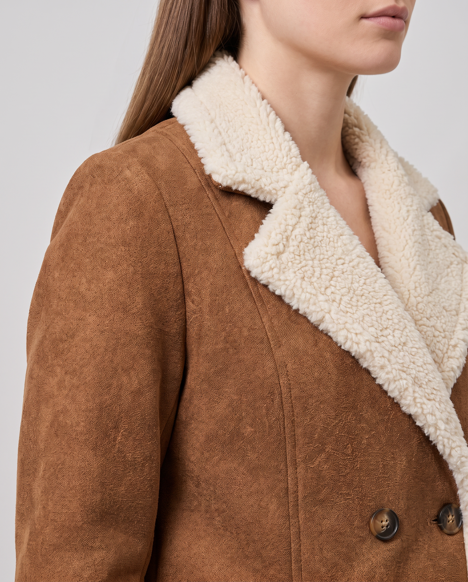 Marlowyv | Women's Shearling Lined Double Breasted Notch Lapel Winter Coat