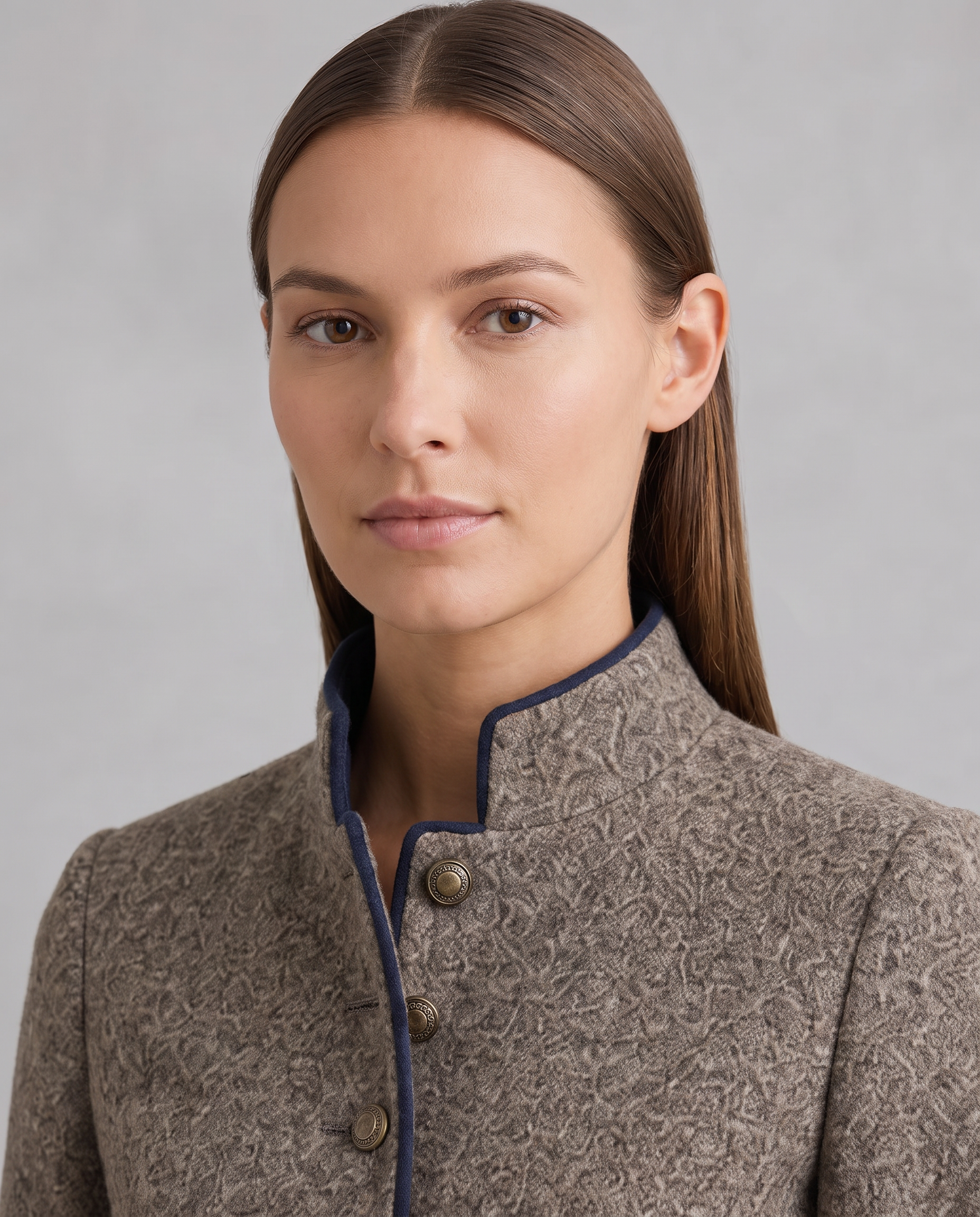 Adair | Women's Tailored Stand Collar Piped Wool Blend Blazer