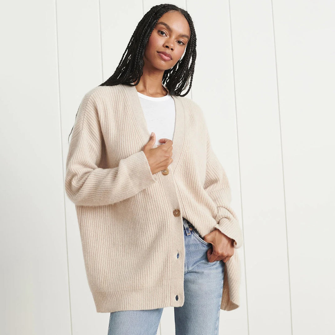 Ruby | Women's Oversized Rib-Knit Button-Front Cardigan