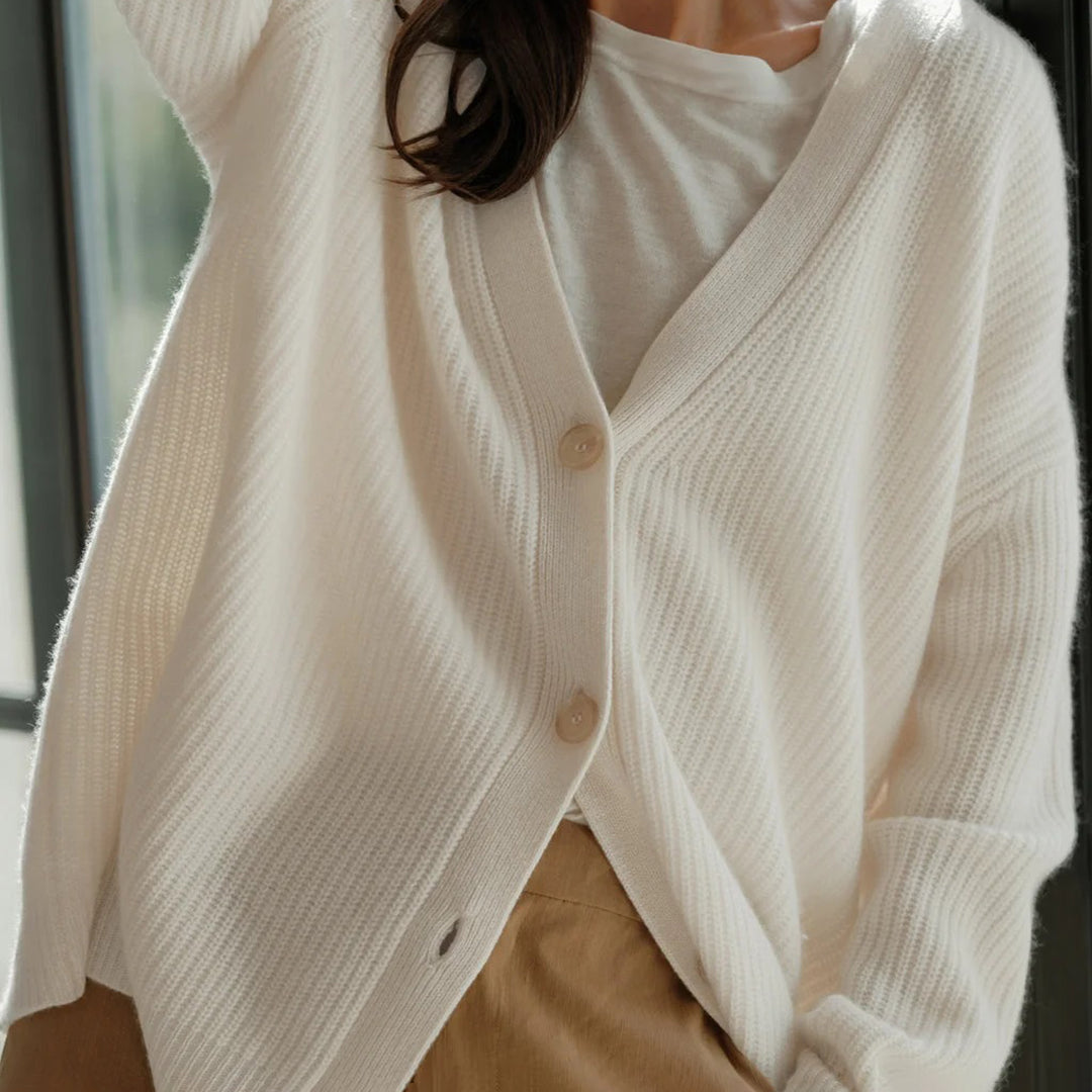 Ruby | Women's Oversized Rib-Knit Button-Front Cardigan
