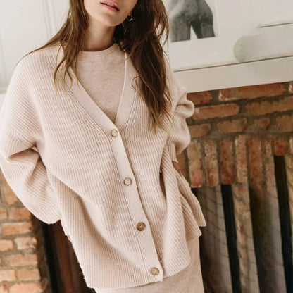 Ruby | Women's Oversized Rib-Knit Button-Front Cardigan