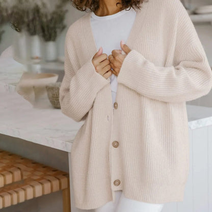 Ruby | Women's Oversized Rib-Knit Button-Front Cardigan
