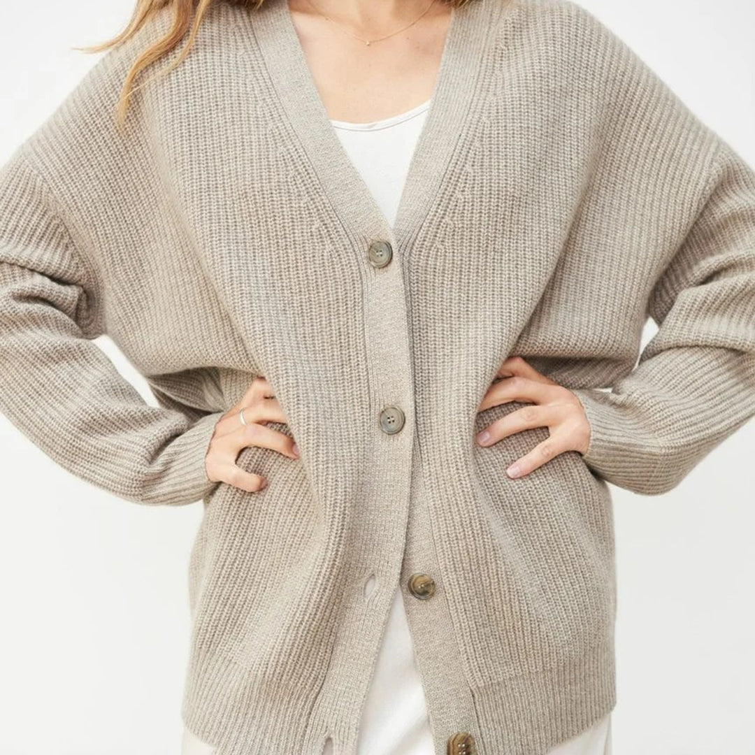 Ruby | Women's Oversized Rib-Knit Button-Front Cardigan
