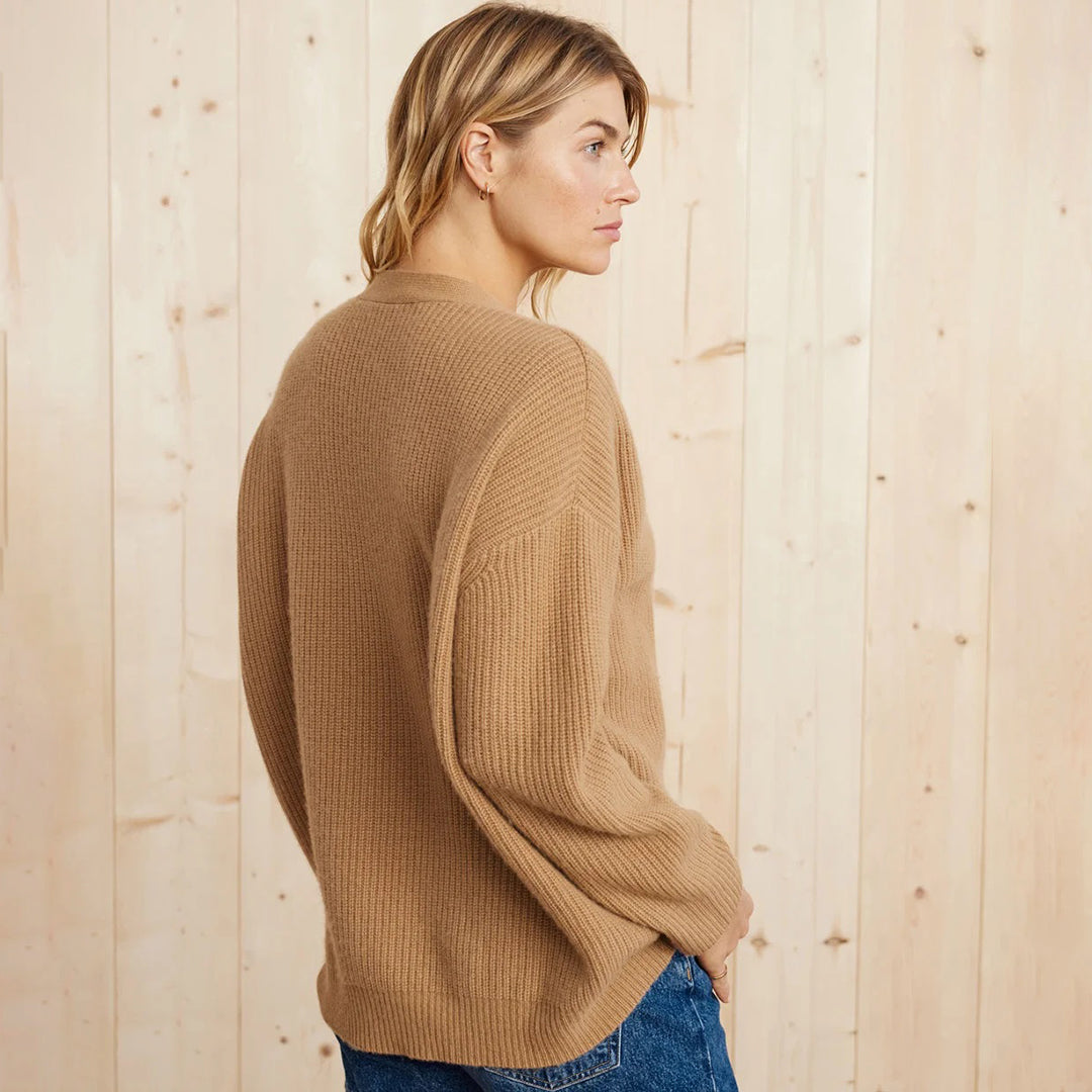 Ruby | Women's Oversized Rib-Knit Button-Front Cardigan
