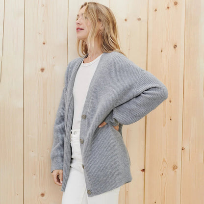 Ruby | Women's Oversized Rib-Knit Button-Front Cardigan