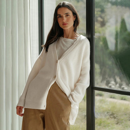 Ruby | Women's Oversized Rib-Knit Button-Front Cardigan