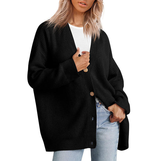 Ruby | Women's Oversized Rib-Knit Button-Front Cardigan