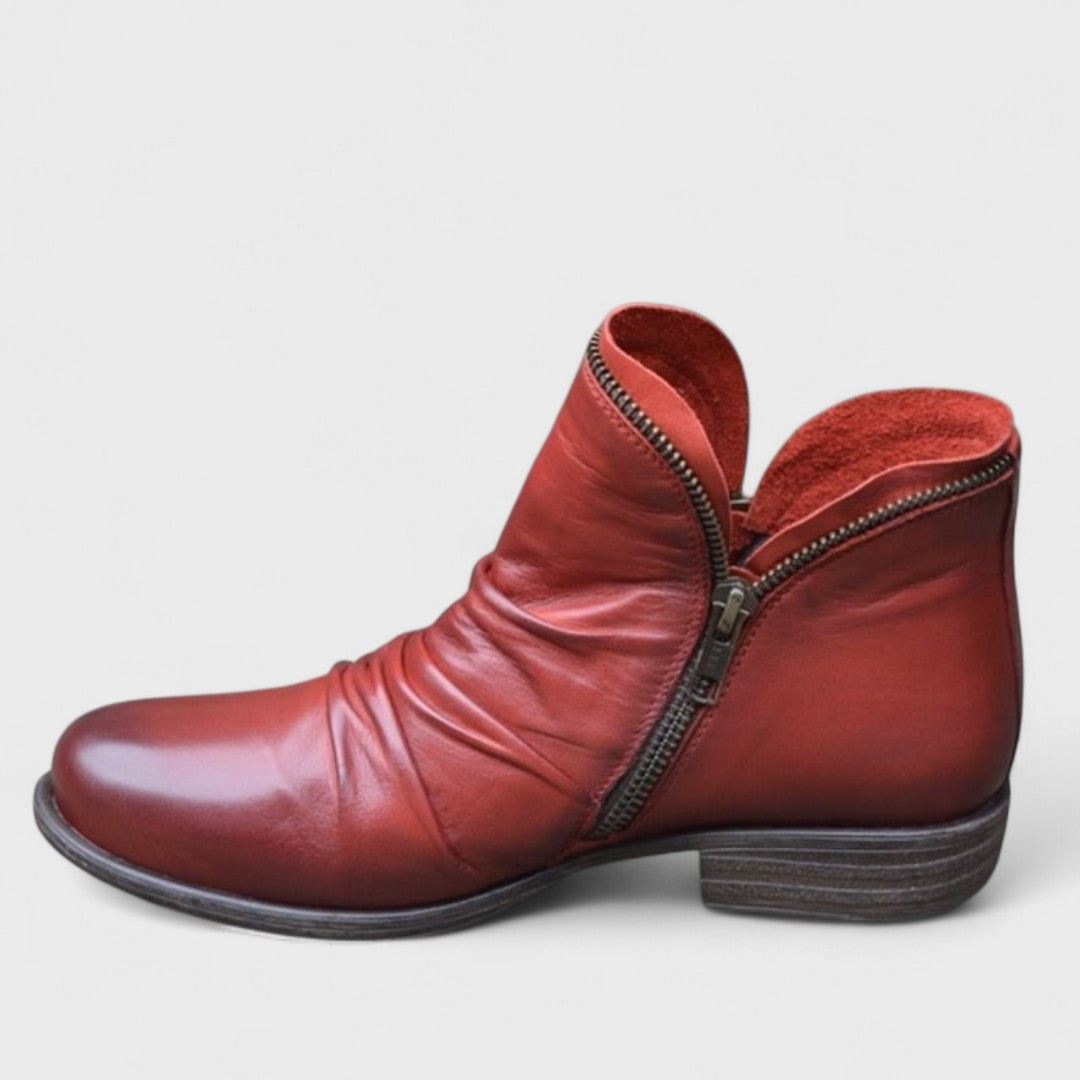 Vionnet | Women's Slouched Zip Ankle Leather Boot