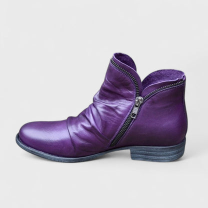 Vionnet | Women's Slouched Zip Ankle Leather Boot