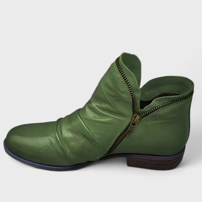 Vionnet | Women's Slouched Zip Ankle Leather Boot