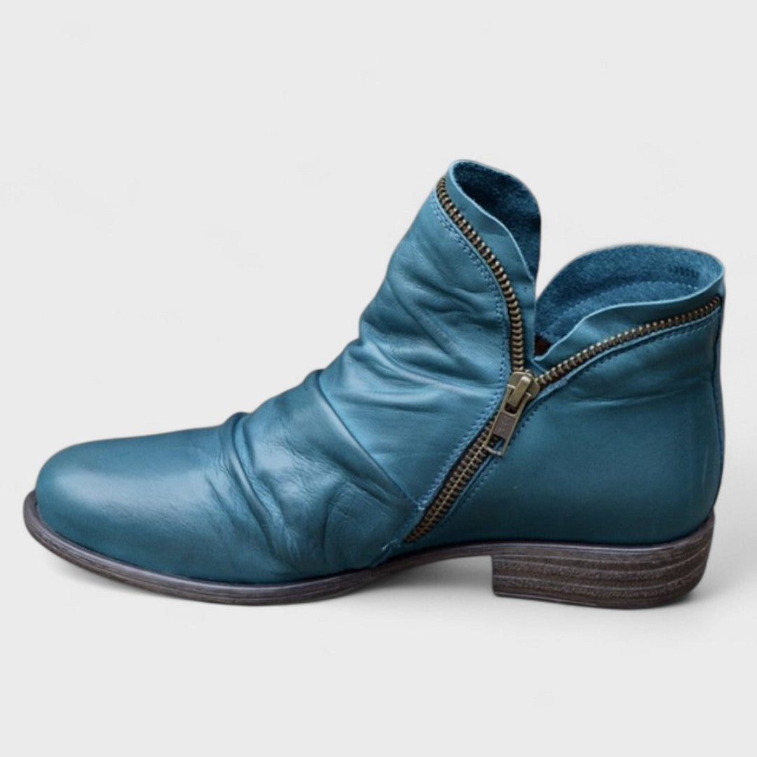 Vionnet | Women's Slouched Zip Ankle Leather Boot