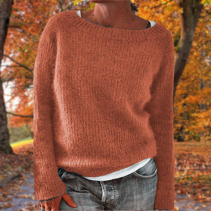 Hanna | Women's Knit Boat Neck Long Sleeve Sweater