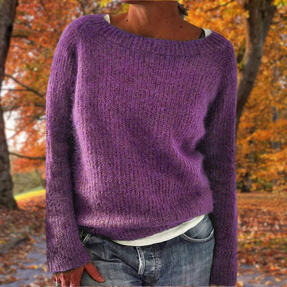 Hanna | Women's Knit Boat Neck Long Sleeve Sweater