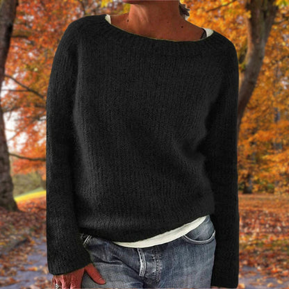 Hanna | Women's Knit Boat Neck Long Sleeve Sweater