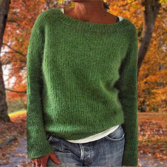 Hanna | Women's Knit Boat Neck Long Sleeve Sweater