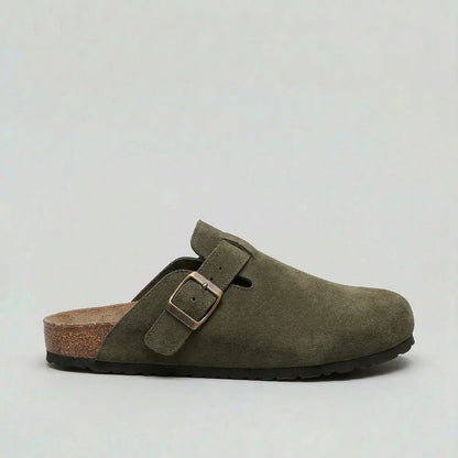 Bramwell | Men's Suede Buckle Slip-On Cork Footbed Clog