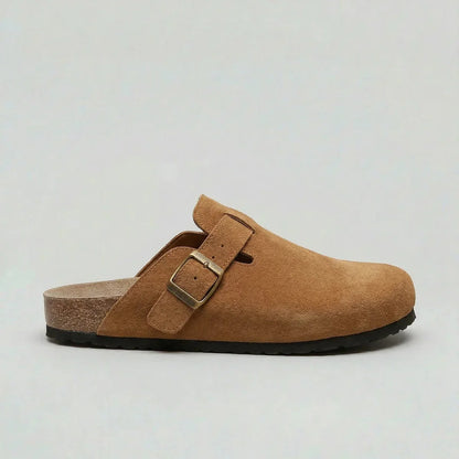 Bramwell | Men's Suede Buckle Slip-On Cork Footbed Clog