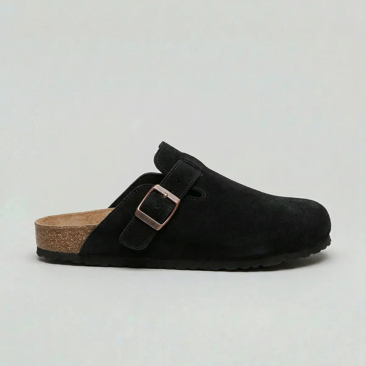 Bramwell | Men's Suede Buckle Slip-On Cork Footbed Clog