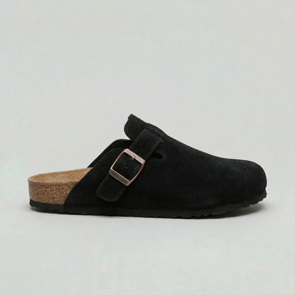 Bramwell | Men's Suede Buckle Slip-On Cork Footbed Clog