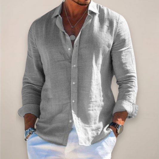 Liam | Lapel Collar Button Down Long Sleeve Relaxed Casual Shirt