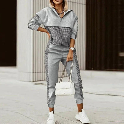 Marlowe | Women's Casual Zip Neck Monogram Print Tracksuit